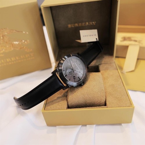 Nintendo Switch BURBERRY NEW Burberry BU9364 Men's Dark Grey Dial Leather Chronograph