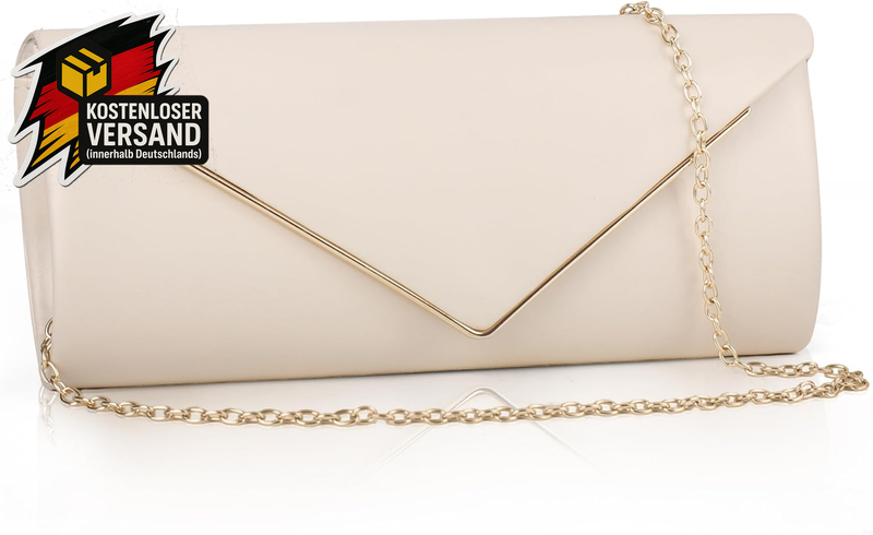 Clutch Damen Glitzer Abendtasche Umhängetasche Abnehmbare Kette Elegante Envelope Tasche