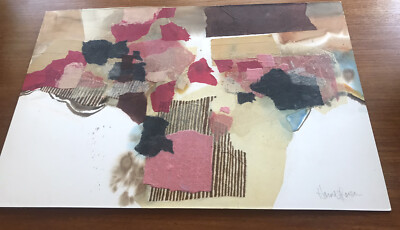 Harold Larsen Original Signed ''Landscape Collage'' Mixed Media