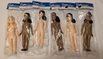 Vintage Darice Craft Designer Assorted 7.5'' Doll Lot Of 6 Dolls New Sealed