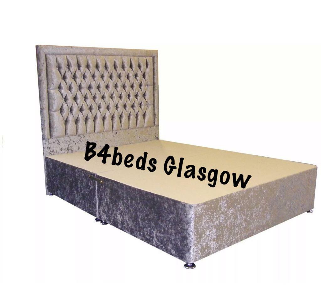 Double/ King Size /Single Crush velvet divan bed Dual Matt & Floor