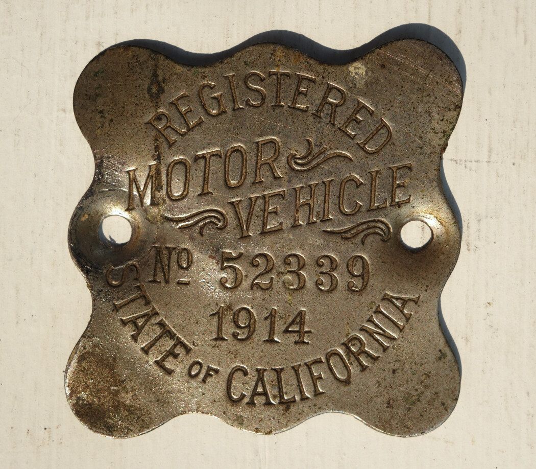 Antique 1914 California Motor Vehicle Registration Tag Vintage DMVのeBay