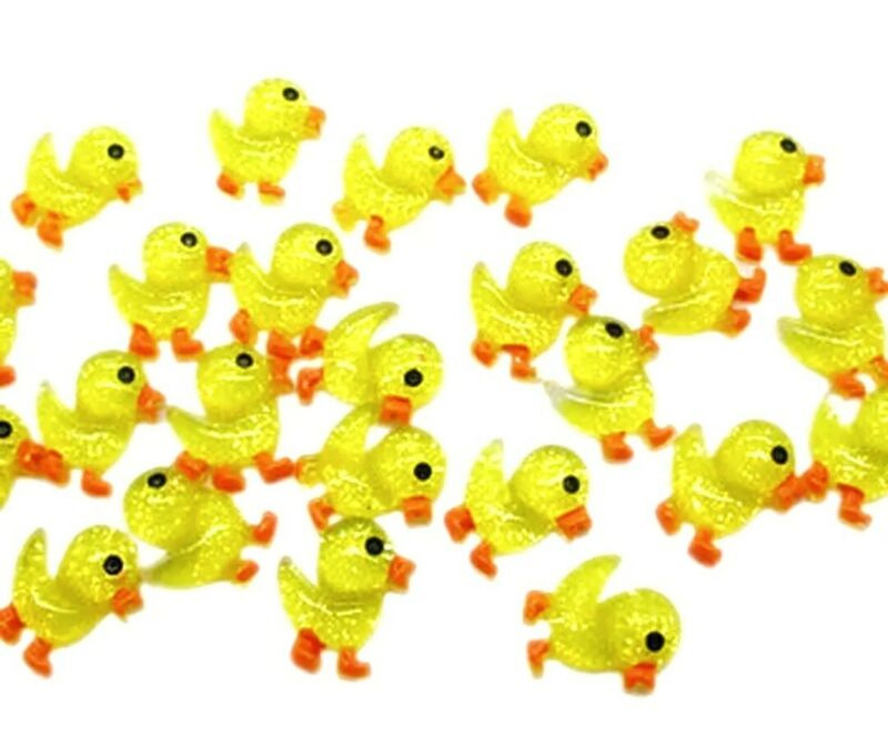 10PC Duck Resin Flatback Embellishments Baby Shower Hair Bows Cupcake Toppers 