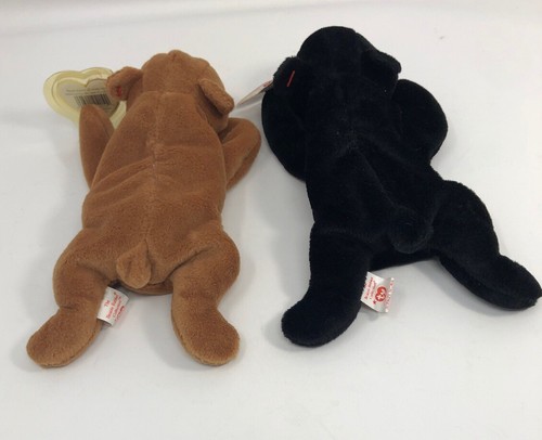TY Beanie Baby Cubbie BEAR 1993 STYLE 4010.PVC Pellets,& Blackie 1993 PE Pellet