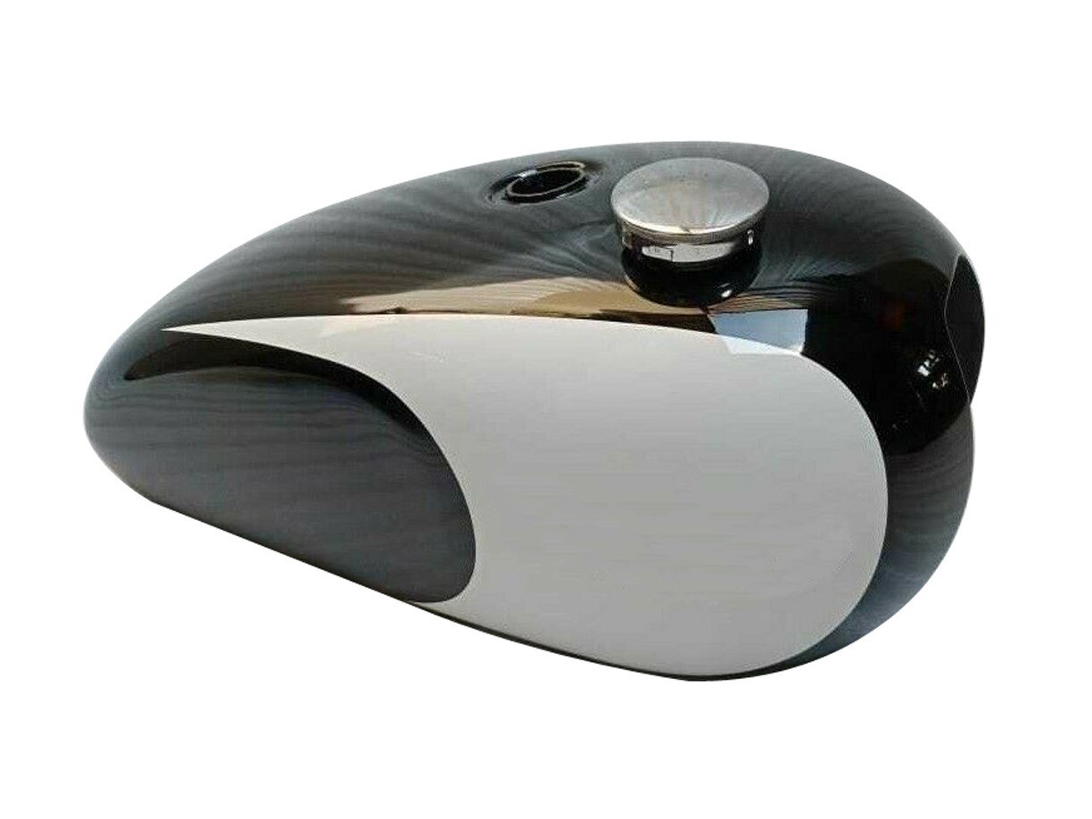 Fits Triumph T140 Black & White Painted Petrol Gas Fuel Tank With Cap 