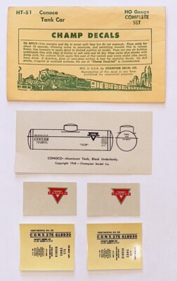 CHAMP HO DECAL-CONOCO TANK CAR - SILVER w/MULTI-COLOR LETTERING - #HT-181