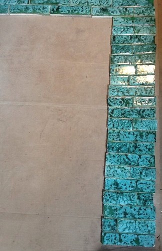 Complete Set Vintage Victorian Antique Fireplace Tiles Trent Malachite Turquoise