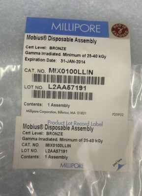 Millipore Mobius Mix Single Use Liner Disposable Assembly Bronze Certification