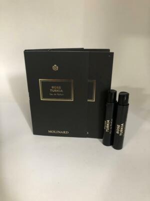 2 X Molinard ROSE TURKIA Eau de Parfum Vial Spray 1ml New With Card