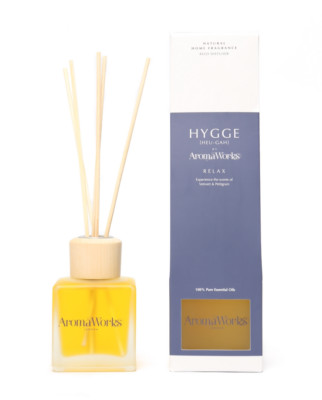AromaWorks Hygge Relax Reed Diffuser, Vetivert & Petitgrain, 100ml Scented Oil