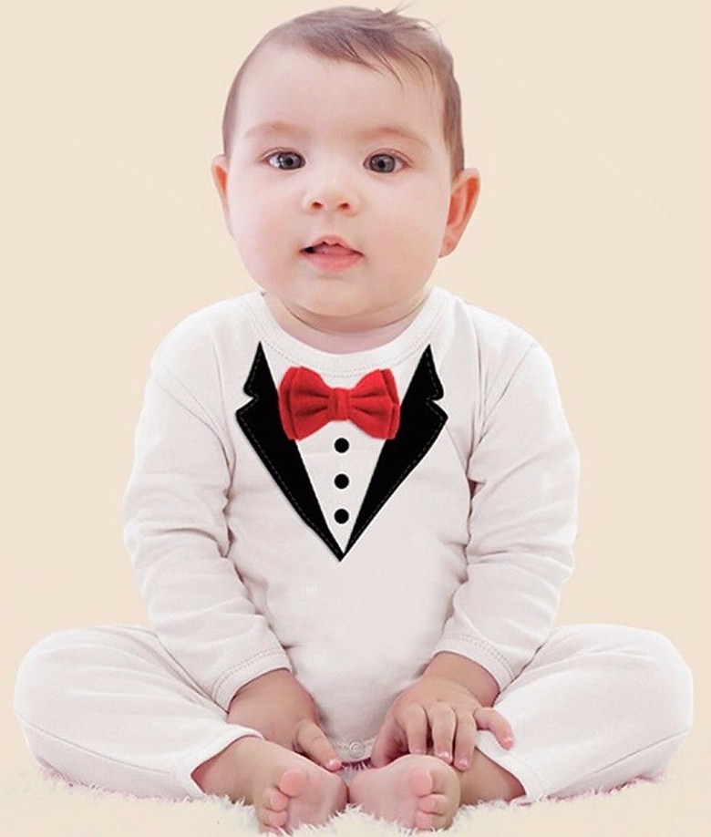 Ropa de Bebe Recien Nacido Estilo Traje con Moño ~ Dress Tux Baby Romper Clothes