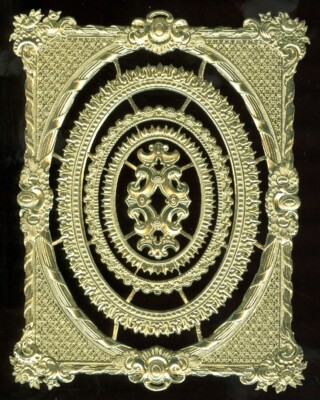 Scrap Die cut German Dresden  Rococo Gold Foil Paper Frame Victorian Craft