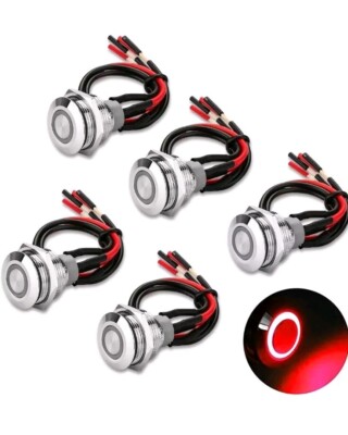 Latching Push Button Switch High-quality 19mm RED 5pcs