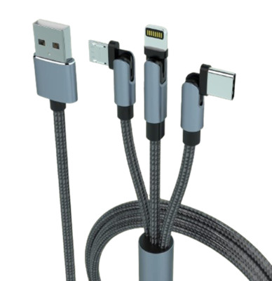 180°Rotation Multi 3-in-1 Universal USB Charging Cabl 3M/10FT Lighting+Type C+Mi