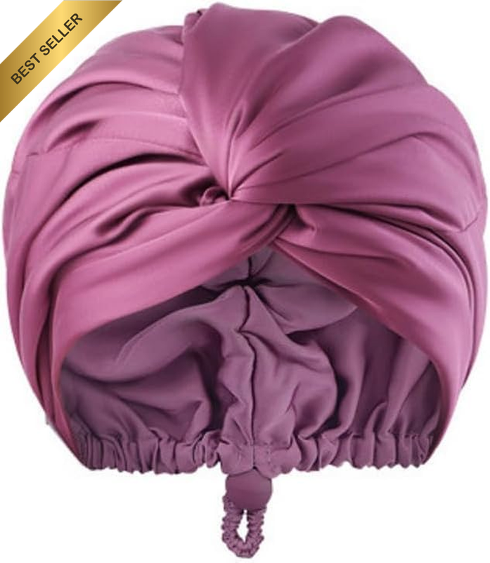 Momme Silk Hair Bonnet for Curly Hair, Silk Sleep Cap for Women Rose
