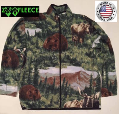 ZooFleece Winter Green Bear Moose Native American Jacket Coat Sweater Pet S-3X 