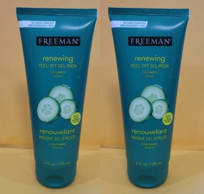 *PACK OF 2* FREEMAN Feeling Beautiful RENEWING Cucumber Peel Off Gel Mask 6 oz