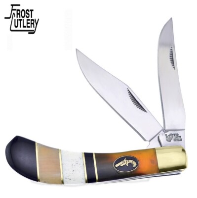 Wild Turkey Cutlery Saddle Horn trapper pocket knife Horn Bone Handle Free Ship