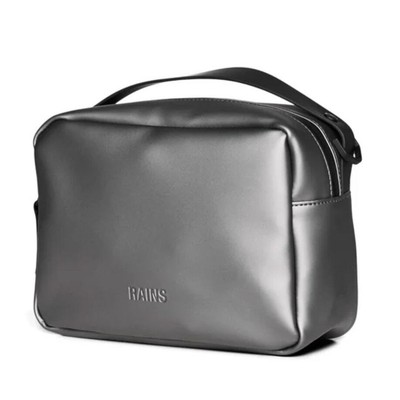 Rains Box Bag W3 Metallic Gray Unisex Crossbody Waterproof Stylish Full Size NWT