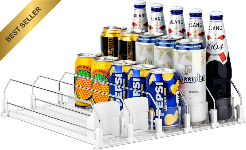 Drink Organizer for Fridge, Self-Pushing Soda Can Dispenser for Refrigerator, Wi