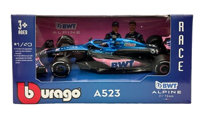 Bburago 2024 F1 Racing A523 Team BWT Alpine #31 Ocon & Gasly 1:43 Scale