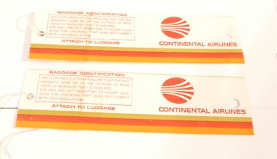 VINTAGE CONTINENTAL AIRLINES BAG TAG LUGGAGE TAG LOT OF 2