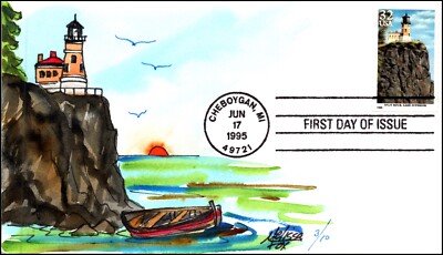Scott 2969 32 Cents Split Rock Lighthouse Melissa Fox Hand Painted FDC 3 Of 10