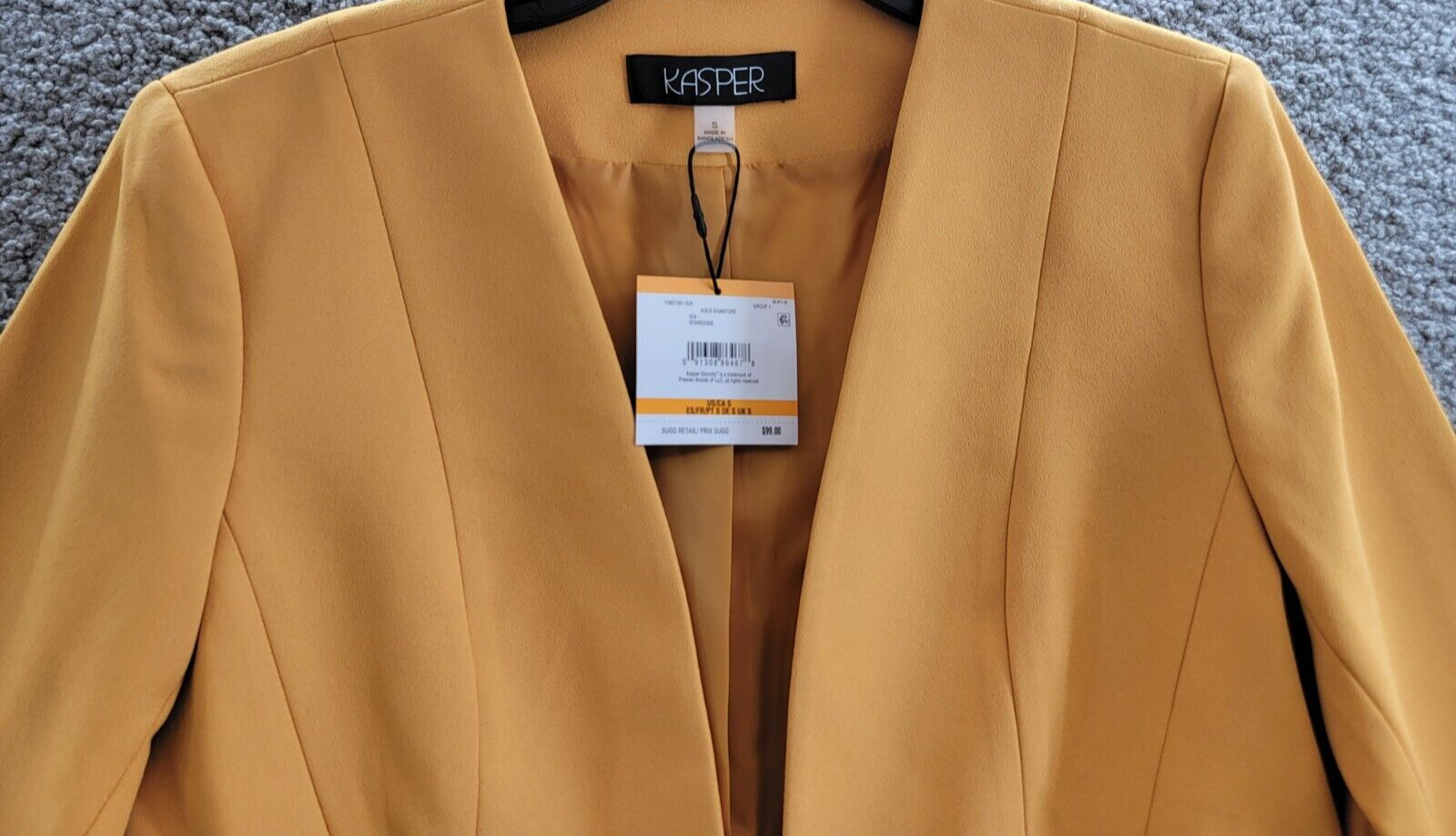 Kasper Collarless Open-Front Long-Sleeve Jacket Women's S Golden Signature Solid - Picture 3 of 16