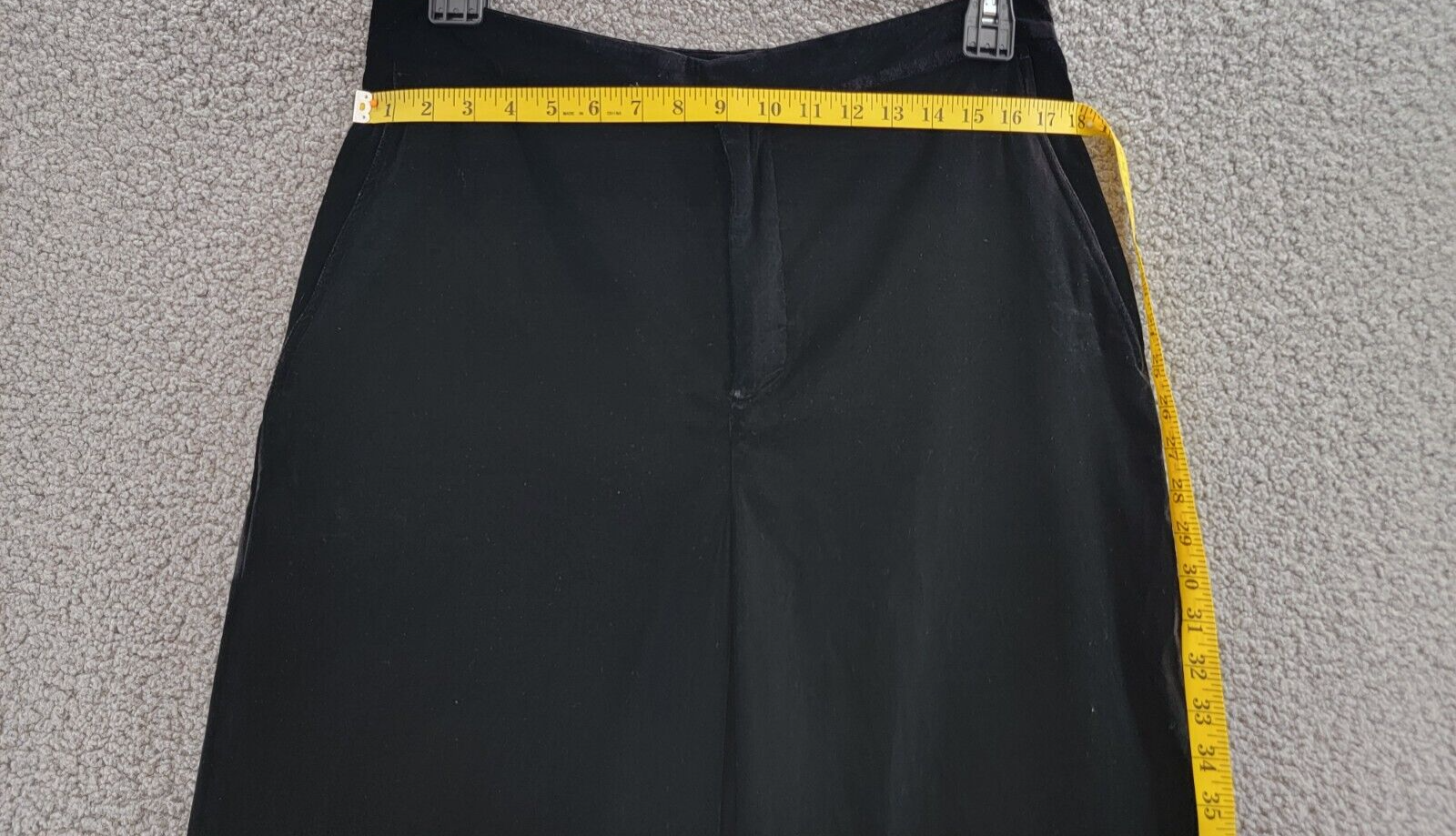 Lauren Ralph Lauren Velvet Wide Leg Pants Womens 12 Black Zip Hook & Eye Closure - Picture 5 of 19