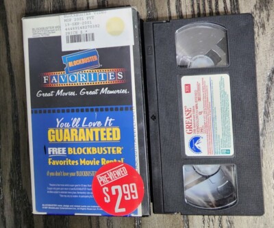 Block Buster Grease VHS Movie 20th Anniversary Edition Former Rental Un-tested