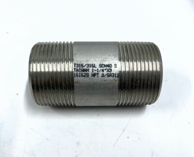 McMaster-Carr 4548K245, 316/316L Stainless Steel Pipe, 1-1/4 NPT, 3in Long
