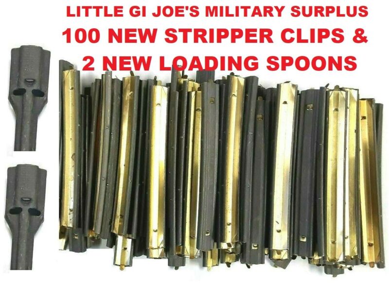 NEW USGI STRIPPER CLIPS WITH SPOONS 5.56/.223 LOTS OF 100 With @ Speed Loaders