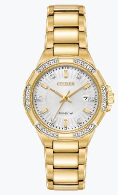 citizen womens eco drive signature quattro diamond stainless steel watch 1295 362898061603
