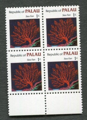 PALAU 1983 - BLOCK of FOUR MINT 1c STAMPS Scott#9 Sea Fan EXCELLENT MNH-OG -/340