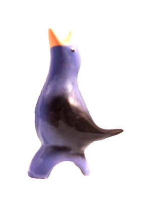 LLBC L*615  - CERAMIC BLUE/BLACK BIRD s/Yellow Beak PIE BIRD *F.WRIGHT/RETIRED