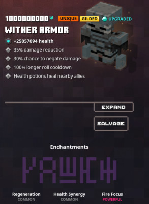 Minecraft Dungeons - Wither Armor Unique Gilded (Xbox)(PS4)(Switch)(PC)
