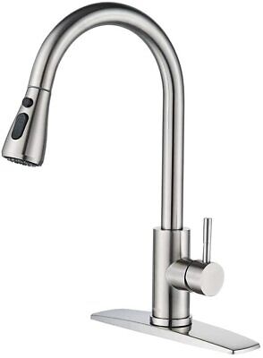 WEWE Kitchen Faucet Sink Pull Down Sprayer Swivel Spout Brushed Nickel Mixer Tap