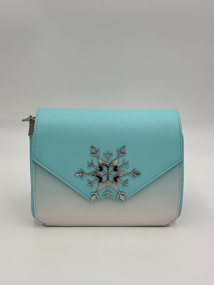 【Launge Fly】Exclusive-Elsa flake Glitter Crossbody Bag Loungefly Disney Frozen Elsa Snowflake Glitter Crossbody