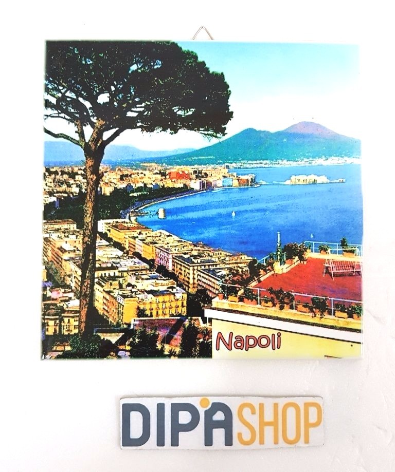Quadretto Piastrella Decorativa Porta Fortuna Ceramica Cartolina Napoli moc