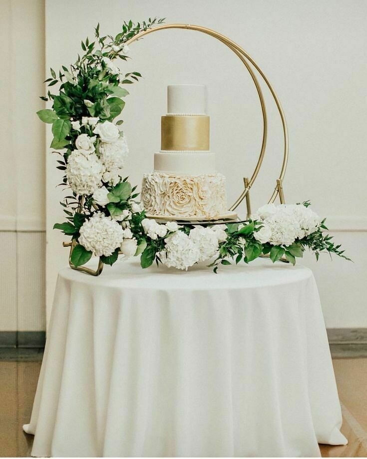 Modern Large Metal Double Ring/Hooped Wedding Cake Stand/Gold Or White