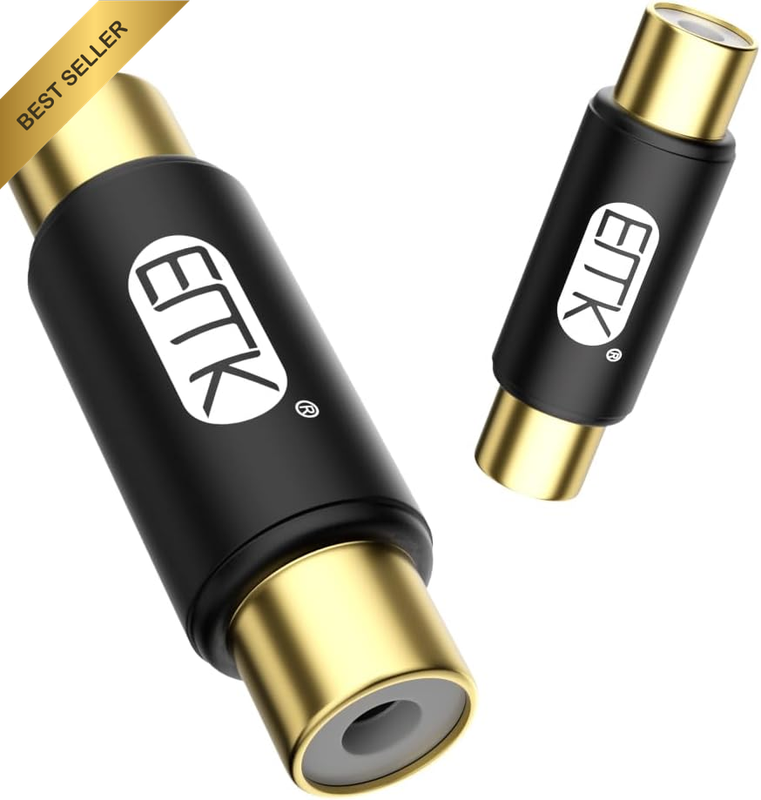 2Pcs RCA Extension Adapter, Female to Female Coupler Premium Audio Connector Ext