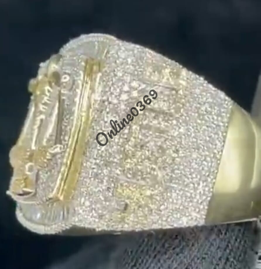 Pre-owned Online0369 3.3ct Baguette Cubic Zirconia Mens Custom Weighing Scale Ring Free Pendant In White