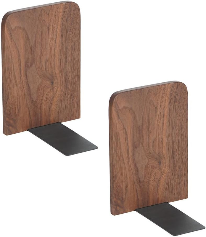 2 Pcs Wood Bookends,Multi-Function Desktop Stands,Heavy Duty Decorative Holders,