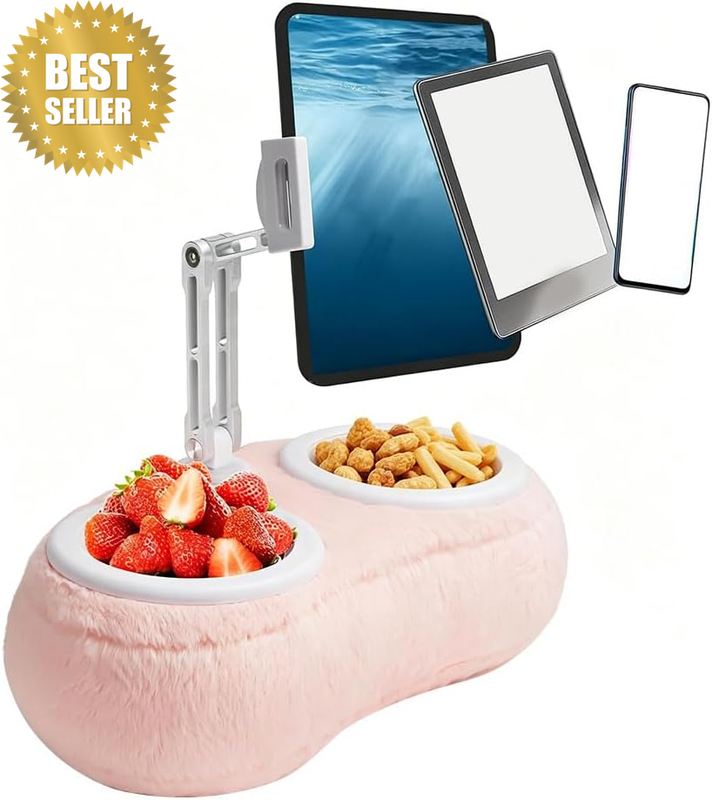 Pillow Stand with Dual Snack Bowls, Tablet Pillow Stand, Adjustable Bed Sofa Sta
