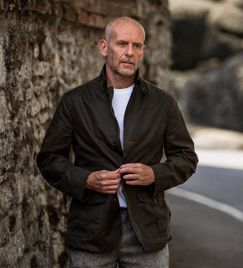 BARBOUR BARBOUR LUTZ MEN'S WAXED JACKET IN OLIVE MSRP$520 BRITISH LUXURY