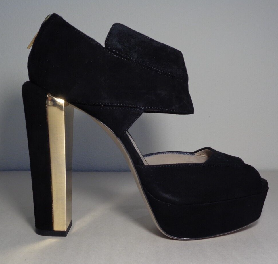 Pre-owned Calvin Klein Collection Size 9.5 M Amelia Black Suede Sandals Women's Shoes