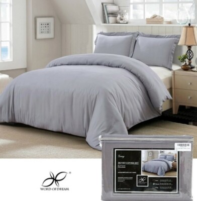 Full/Queen Gray 3 PC Duvet Set NWT Word of Dream