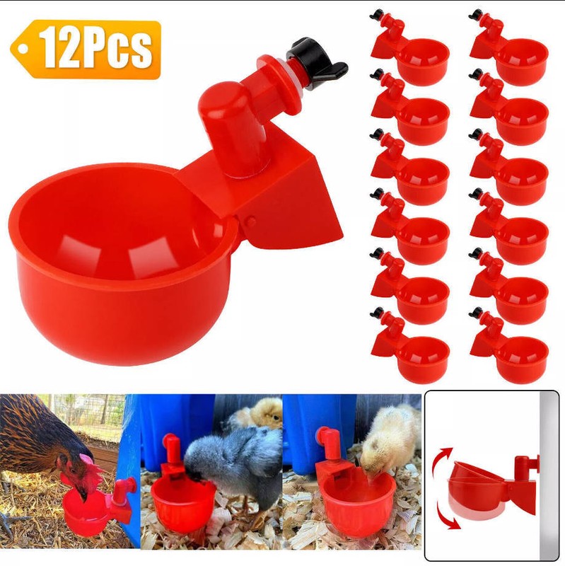 12 PCS Chicken Automatic Watering Cups Poultry Drinker Waterer Duck