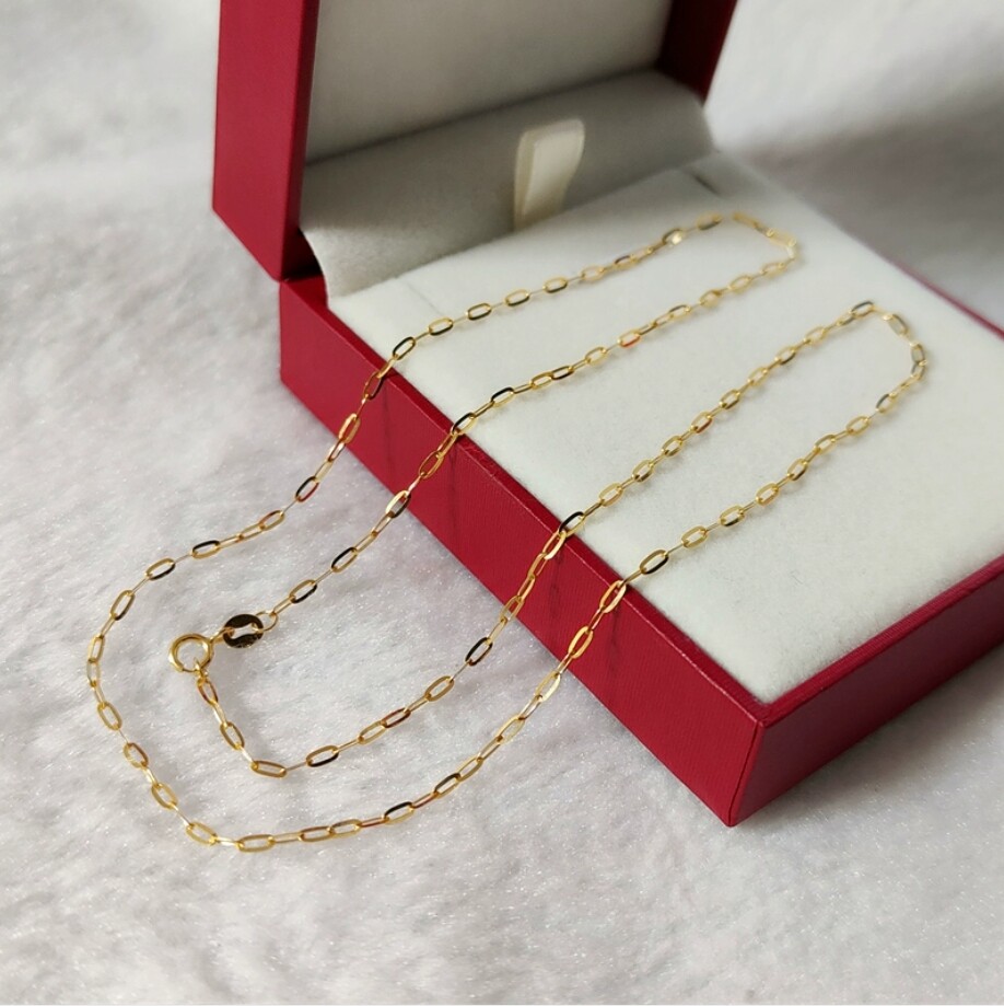 Real Solid Pure 18K Yellow Gold Au750 Chain Necklace Link
