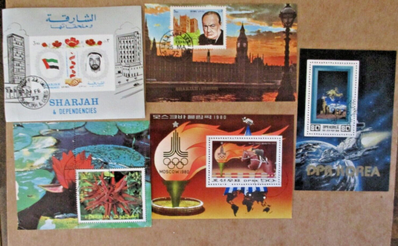 Sharjah -5 DIFFERENT Souvenir Sheets  CTO Cancelled  OG WORLDWIDE See Pic